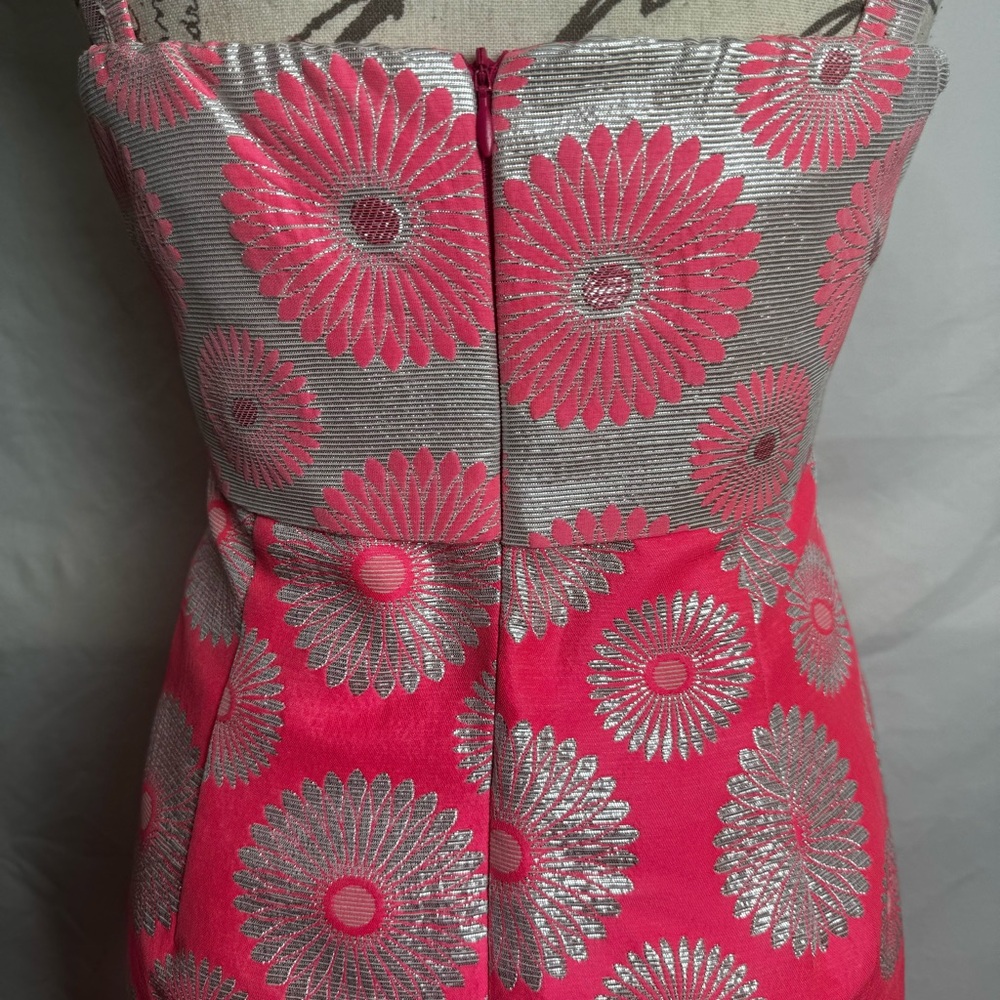 MAISON OLIVIA Italian Coral Pink and Silver Floral Dress Size 40 = S. NWOT - Picture 7 of 15